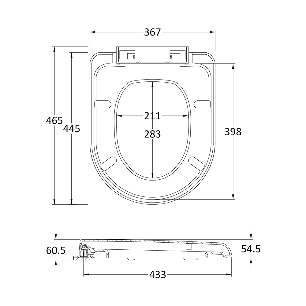 nuie Standard D-Shaped Soft Close Seat - Top Fix