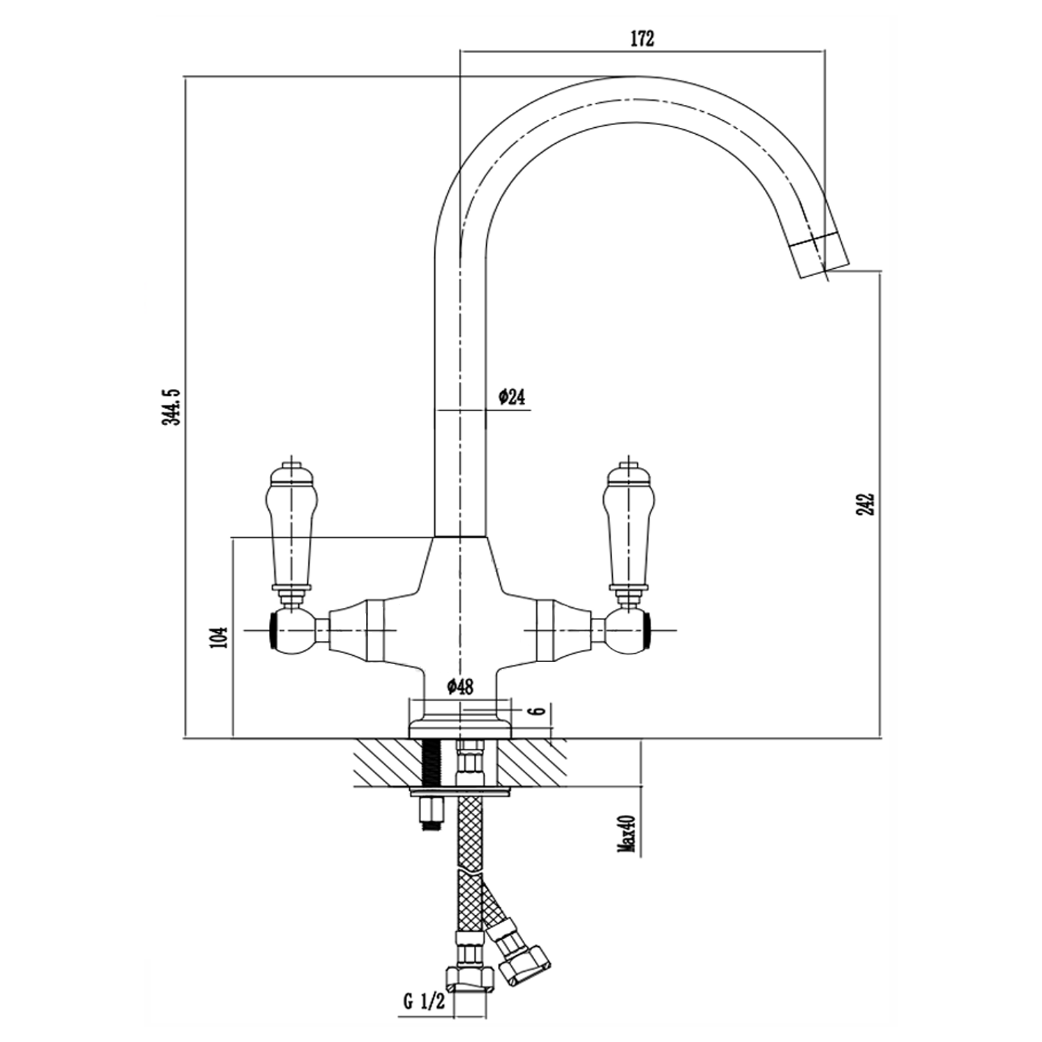Butler & Rose Victoria Traditional Mono Kitchen Mixer Tap