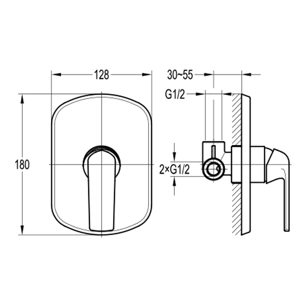 Flova Fusion Single Outlet Concealed Manual Mixer Valve with Large Cover Plate