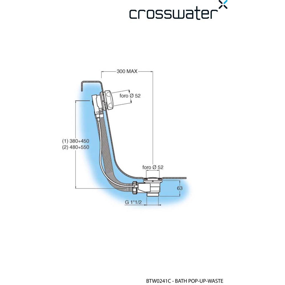 Crosswater Pop-Up Bath Waste with Overflow