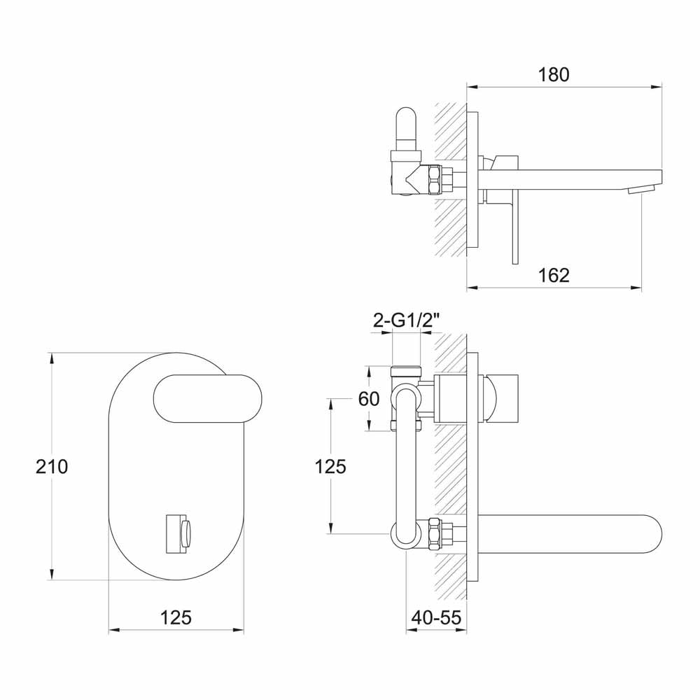 Sagittarius Metro Wall Mounted Basin Mixer
