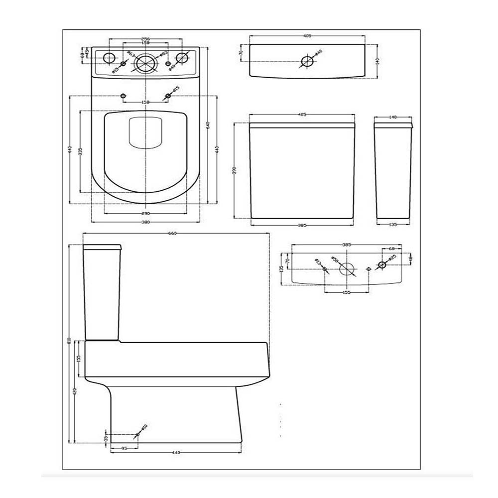 Auk Modern Close Coupled Toilet with Soft Close Seat