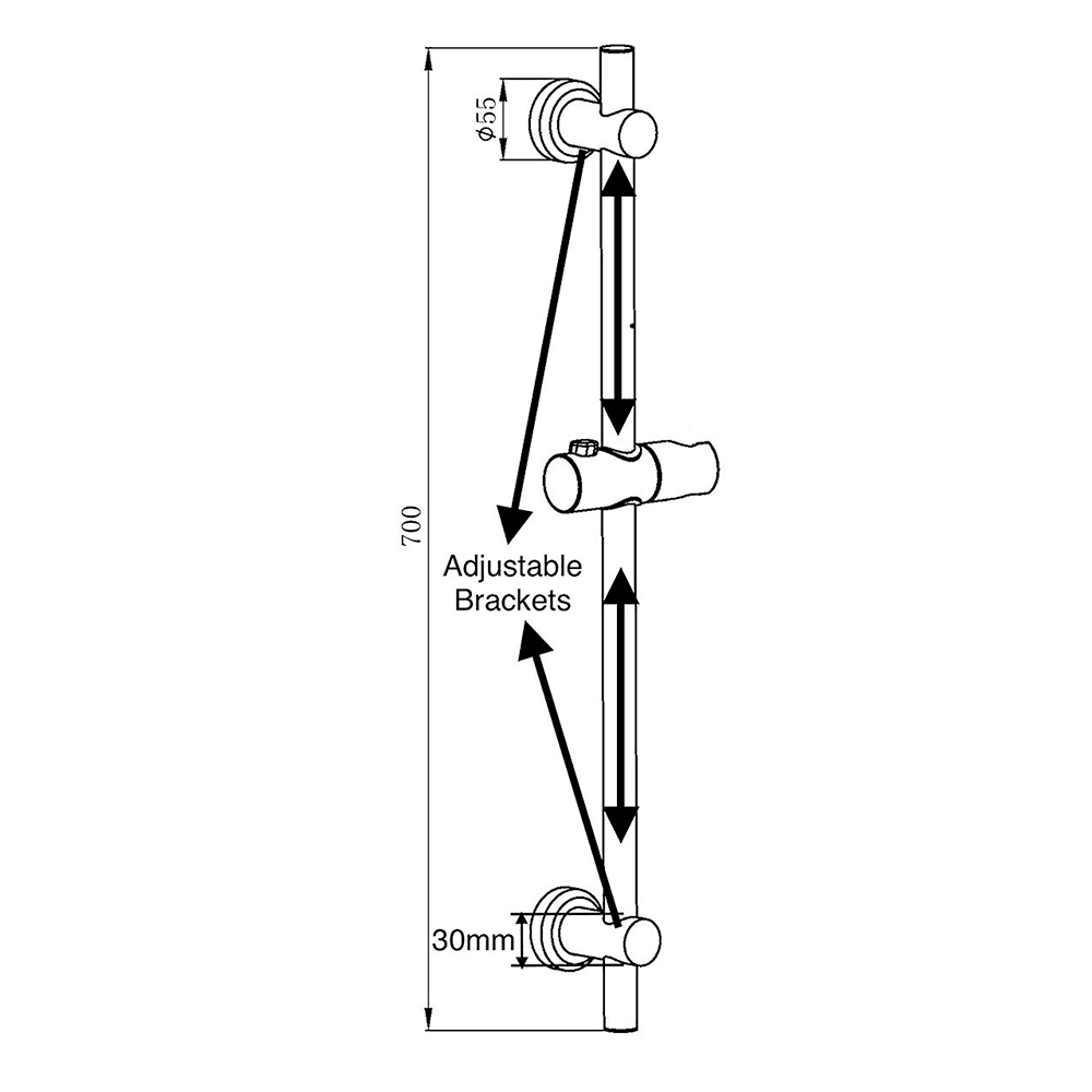 Drench Retrofit Shower Riser Rail