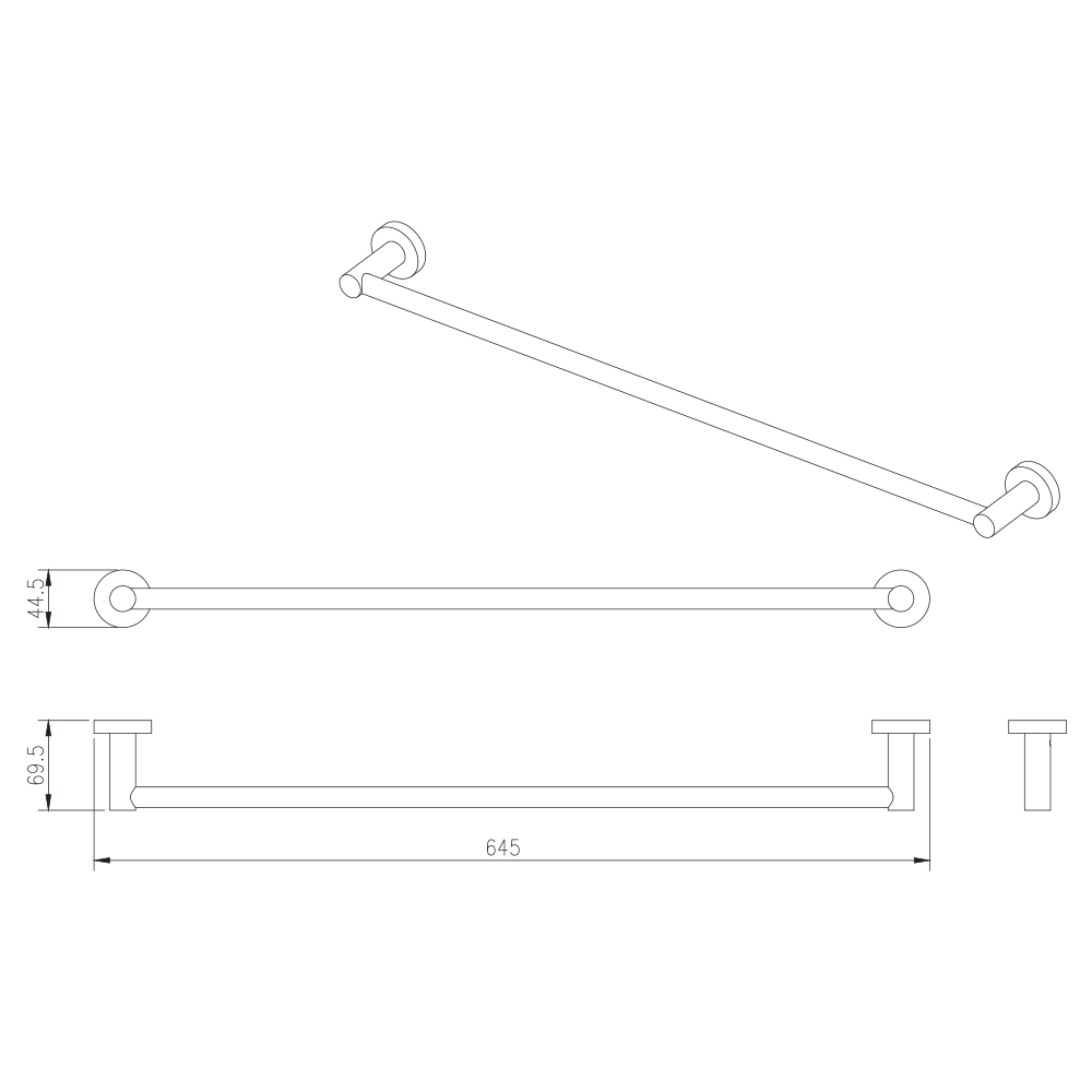 Miller Bond Matt Black Towel Rail - 645mm