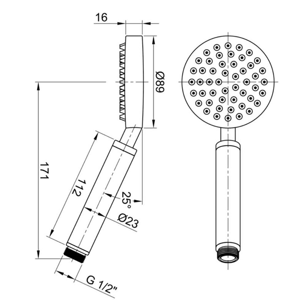 Inox Round Shower Handle - Brushed Stainless Steel