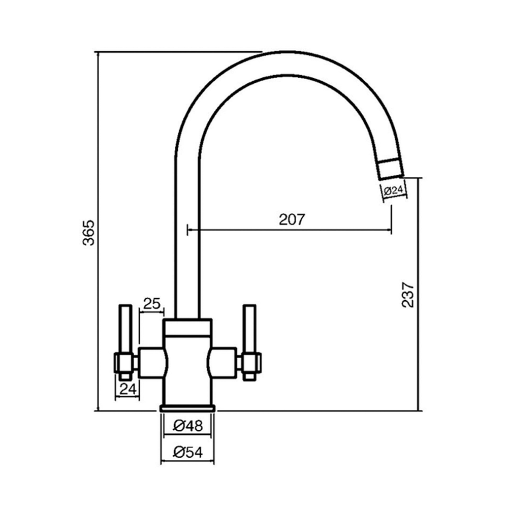 Clearwater Rococo WRAS Approved Twin Lever Mono Kitchen Mixer with Swivel Spout