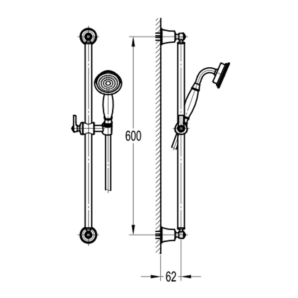 Flova Liberty Slide Rail Kit with Single Function Handset - Oil Rubbed Bronze