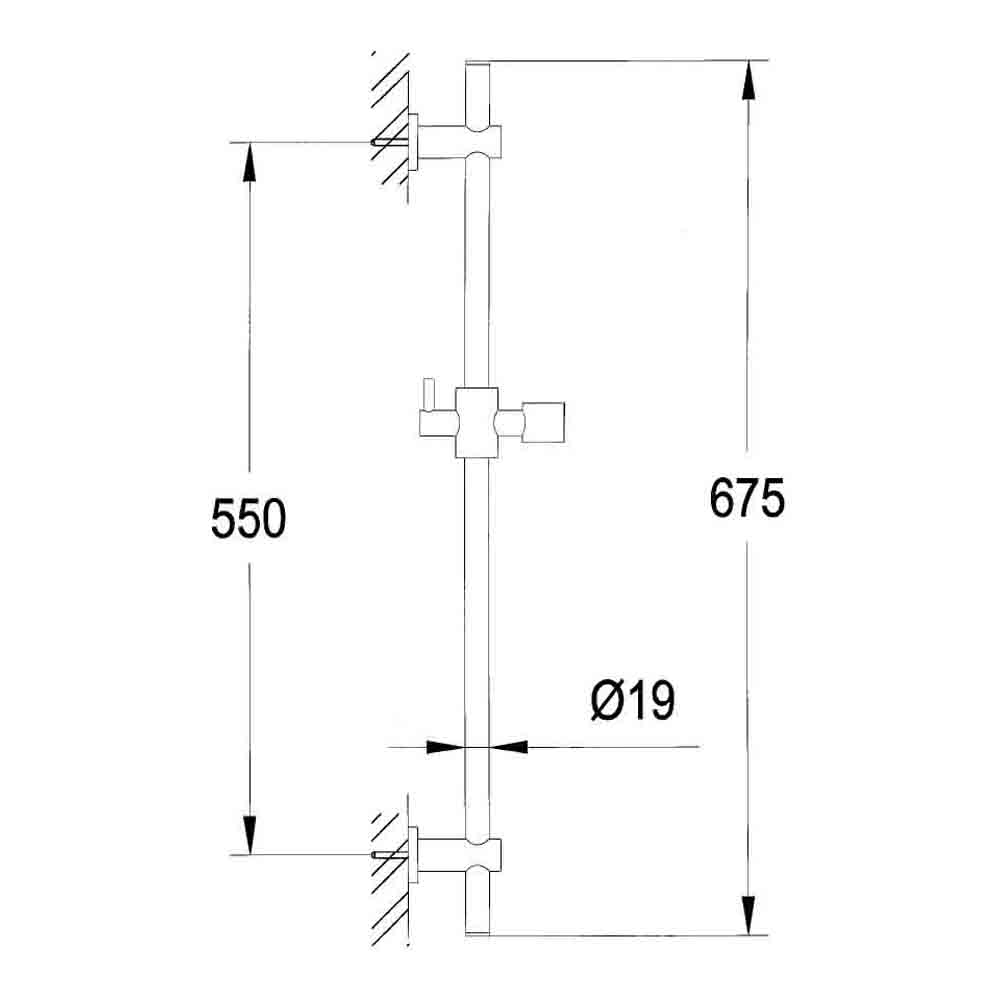 Pura Contemporary Slide Rail Kit with Multi Function ABS Handset & Rose