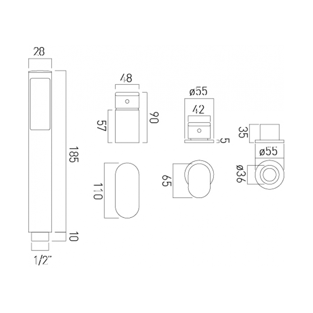 Vado Life Deck Mounted Mixer Valve with 2-Way Diverter & Pull-Out Handset