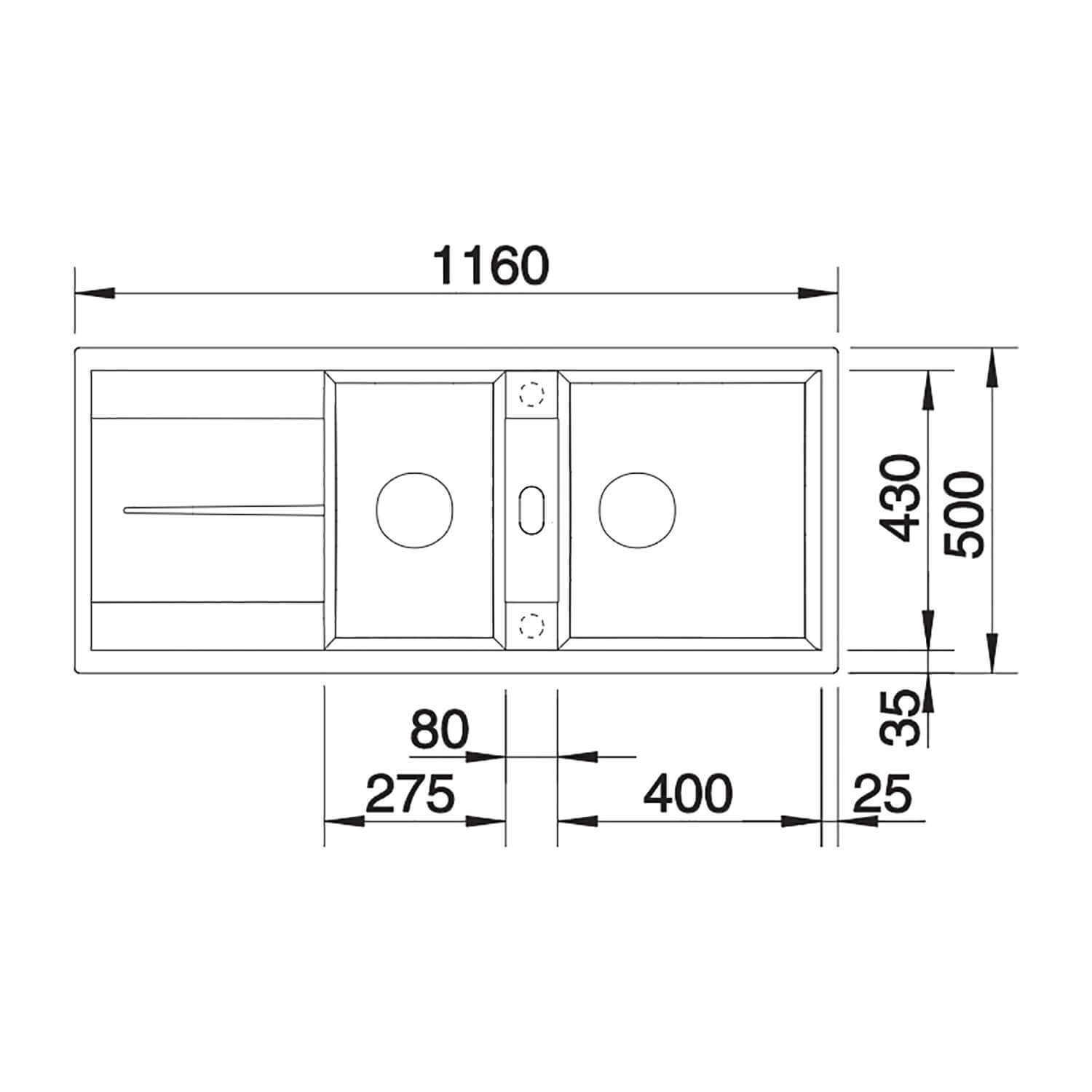 Blanco Metra 8 S 1.5 Bowl Inset Silgranit Composite Kitchen Sink & Waste with Reversible Drainer - 1160 x 500mm