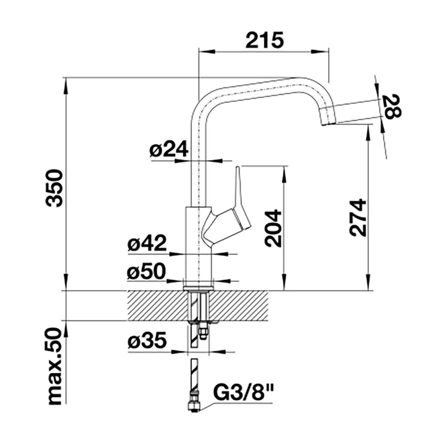 Blanco Jurena Single Lever Chrome Mono Kitchen Mixer Tap