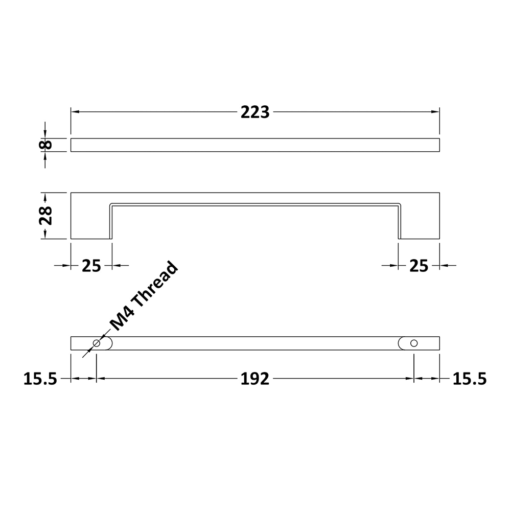 Drench D Bar Furniture Handle - 192mm Centres