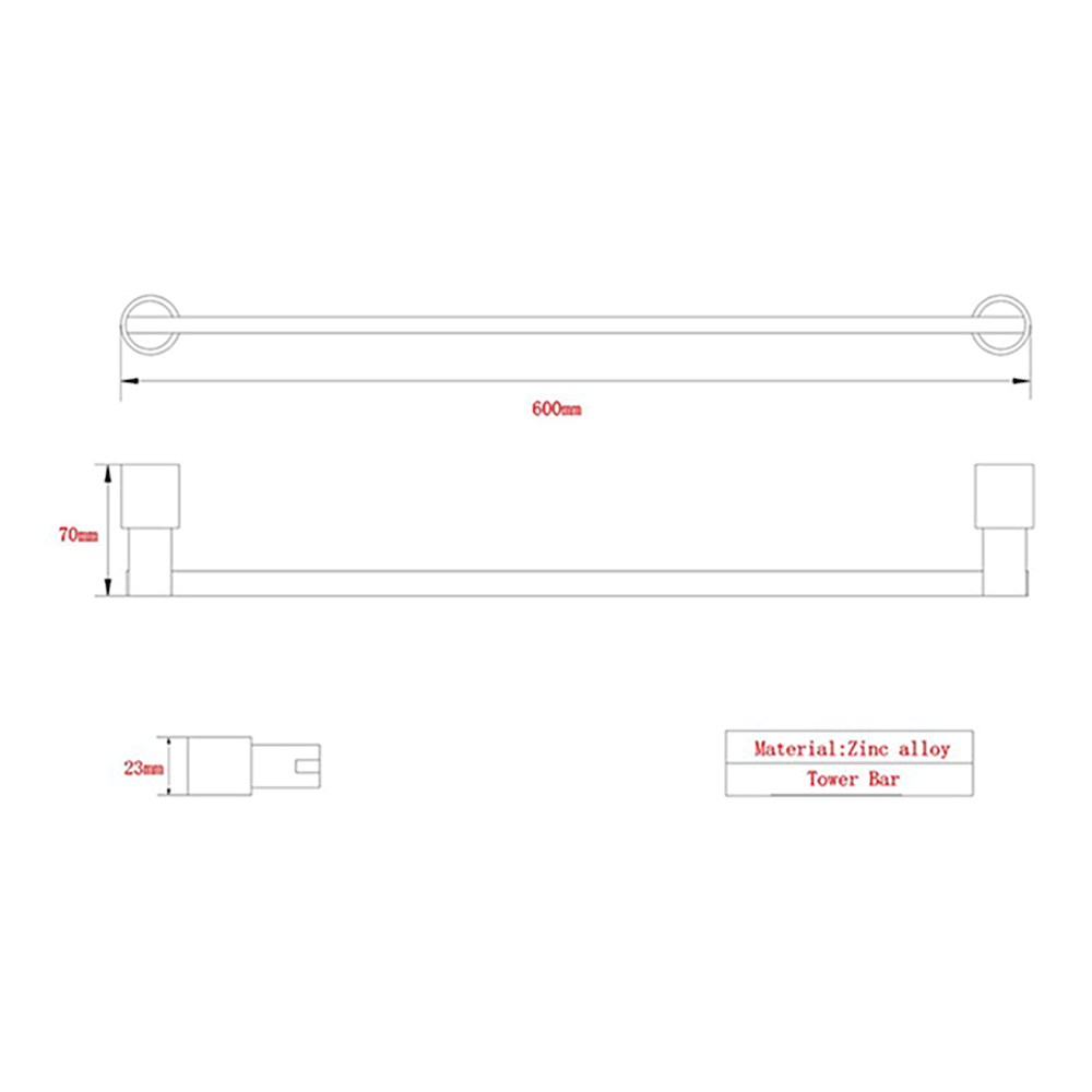 Hugo Single Towel Bar - 600mm