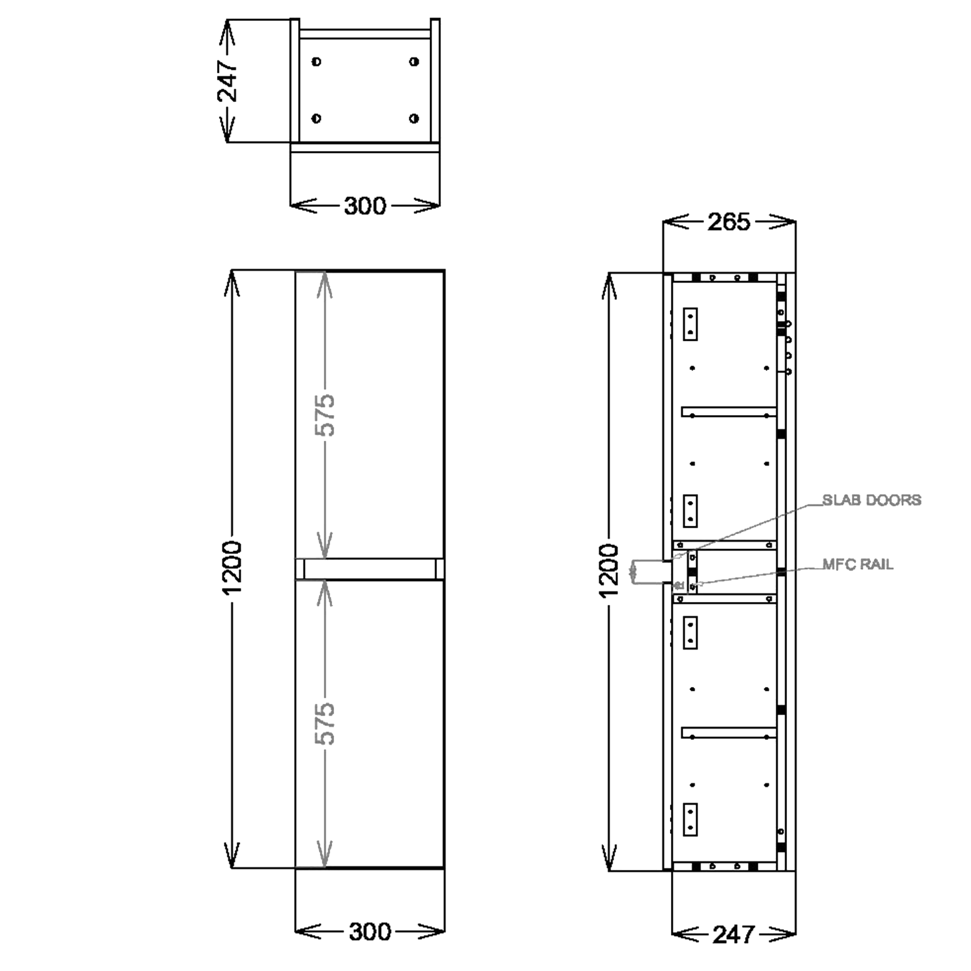 Isla/Freddie 1200mm Wall Mounted Tall Storage Cabinet