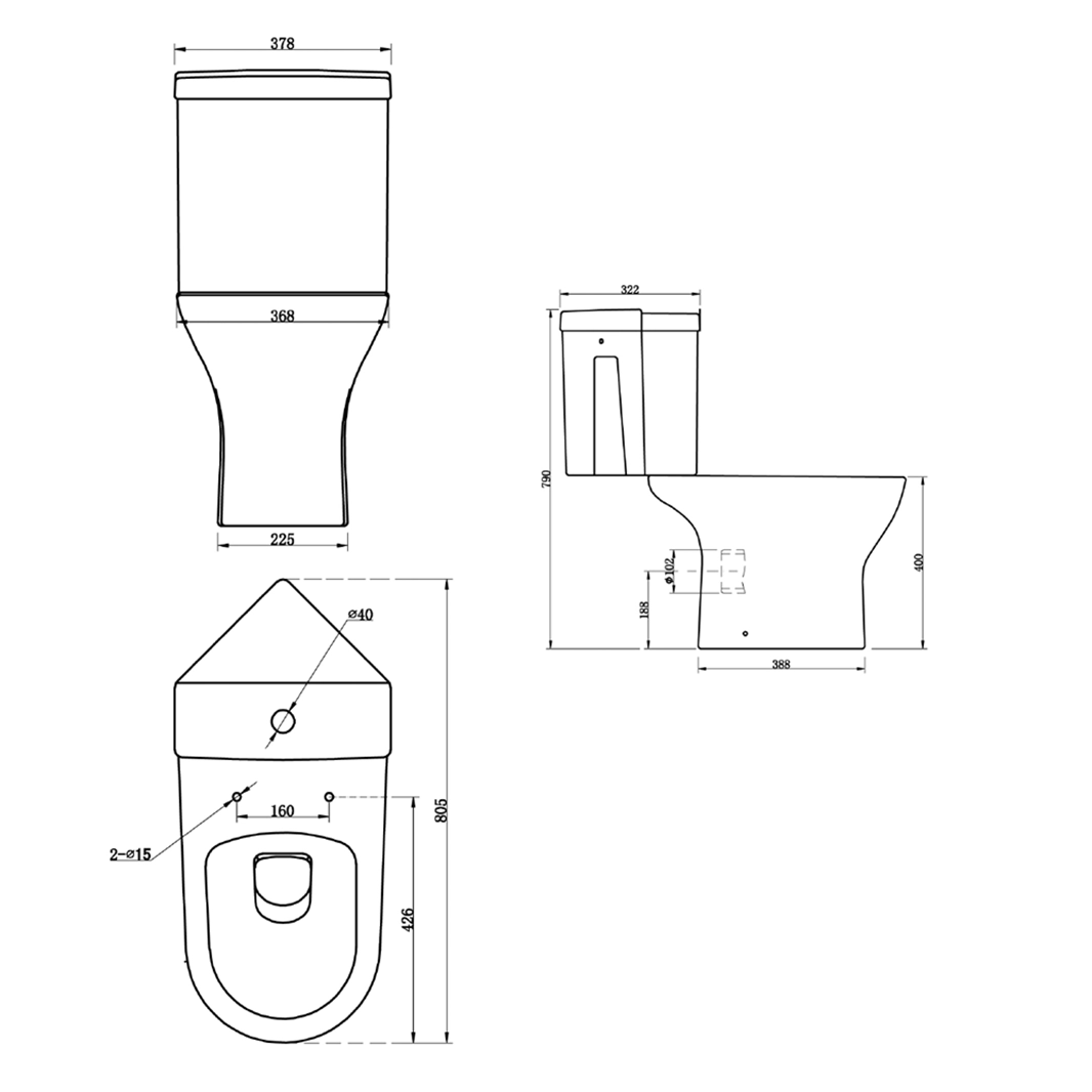 Harbour Identity Corner Toilet & Soft Close Seat