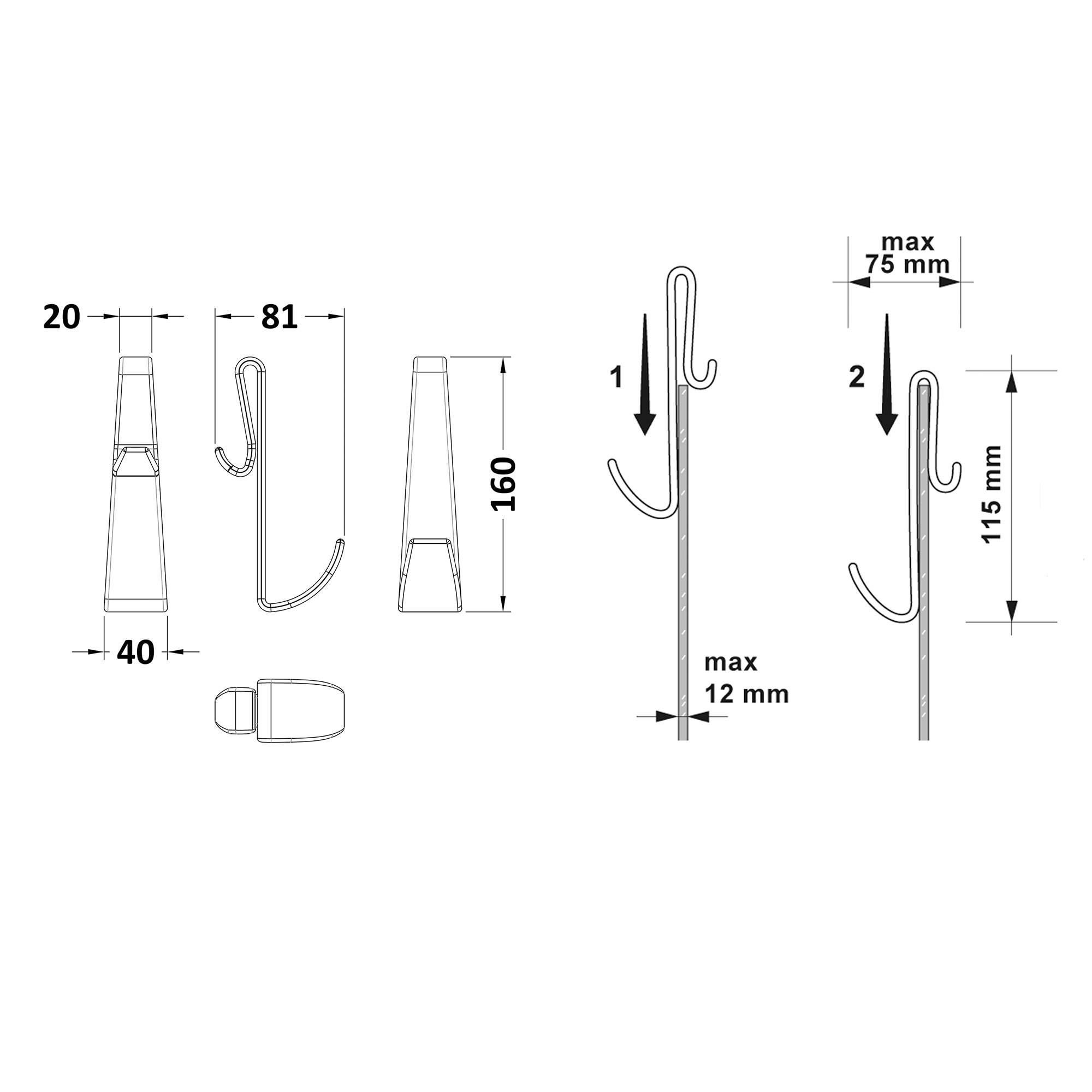 Harbour Contour Chrome Robe Hook for Frameless Enclosures