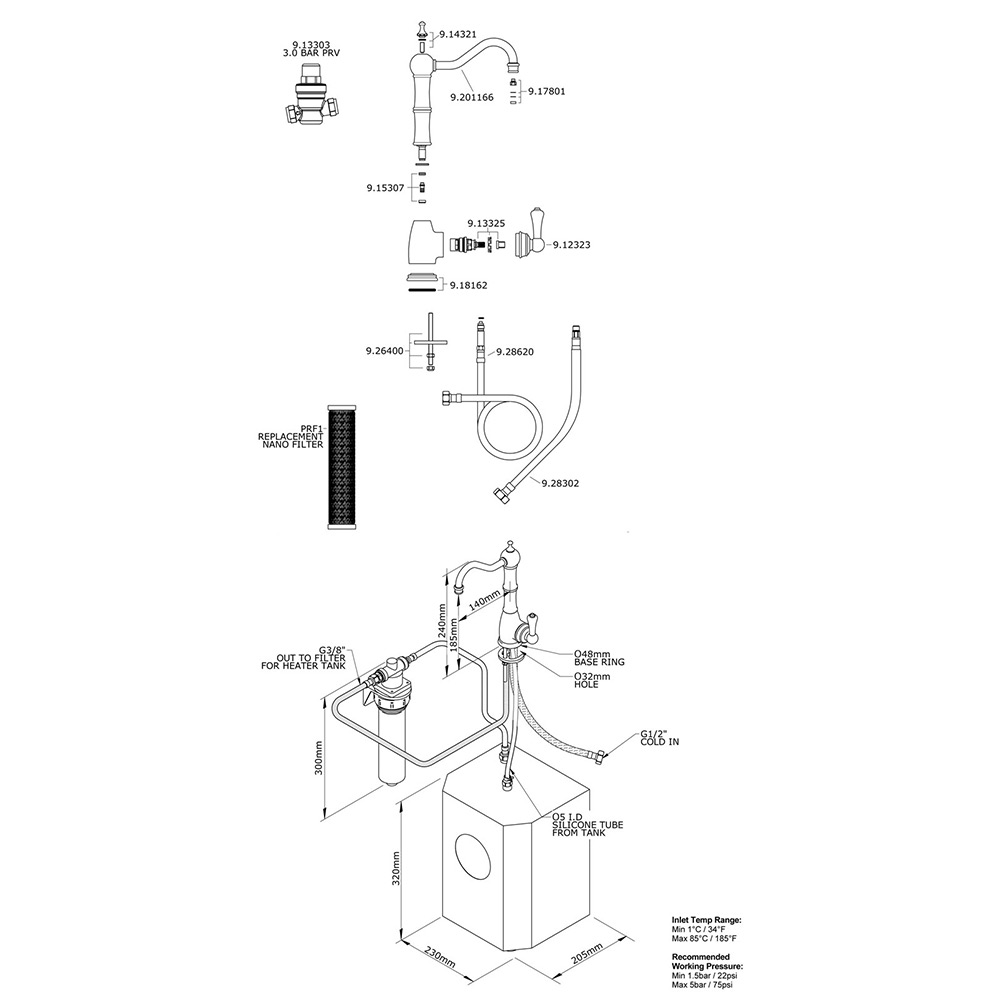 Perrin & Rowe Provence Mini Instant Hot Water Tap