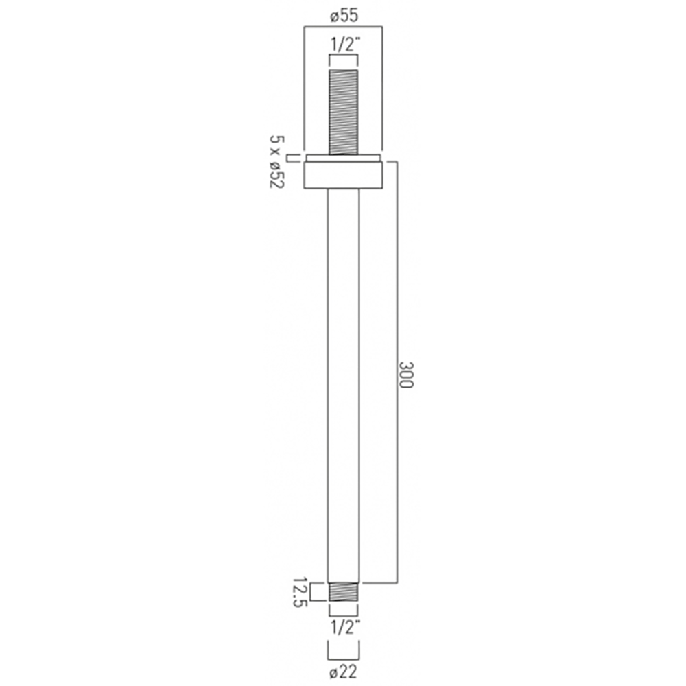 Vado Fixed Head Ceiling Mounting Arm 300mm (12")