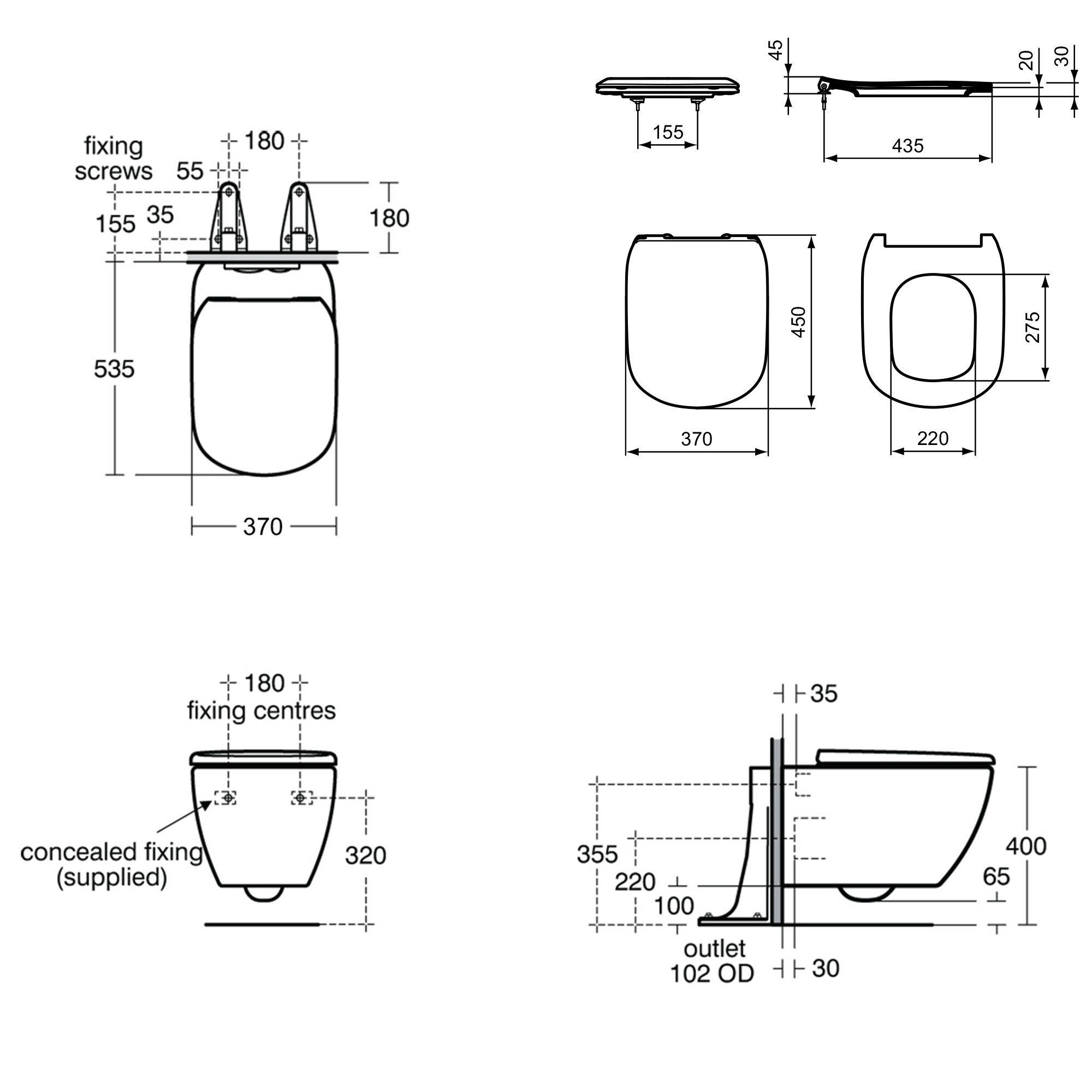 Ideal Standard Tesi Wall Hung Toilet with Aquablade® Flush Technology & Soft Close Seat