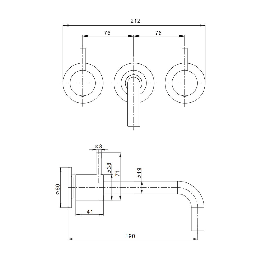 Crosswater MPRO Wall Mounted Basin Mixer with Twin Levers & Spout
