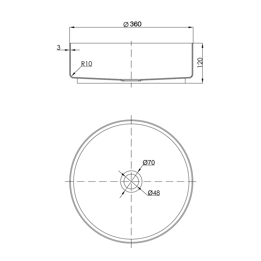 VOS Round Stainless Steel Countertop Basin - Brushed Brass Finish