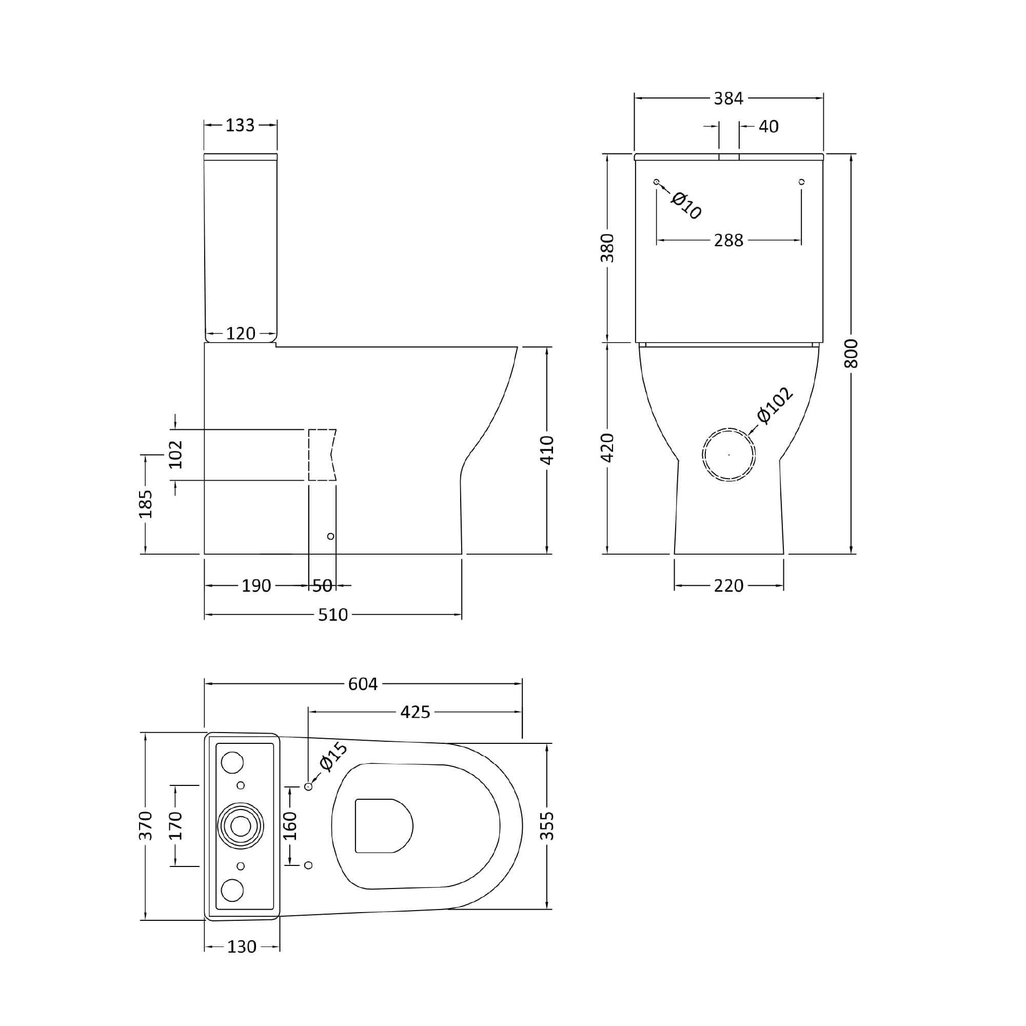 Harbour Acclaim Compact Rimless Back to Wall Close-Coupled Toilet & Soft Close Seat