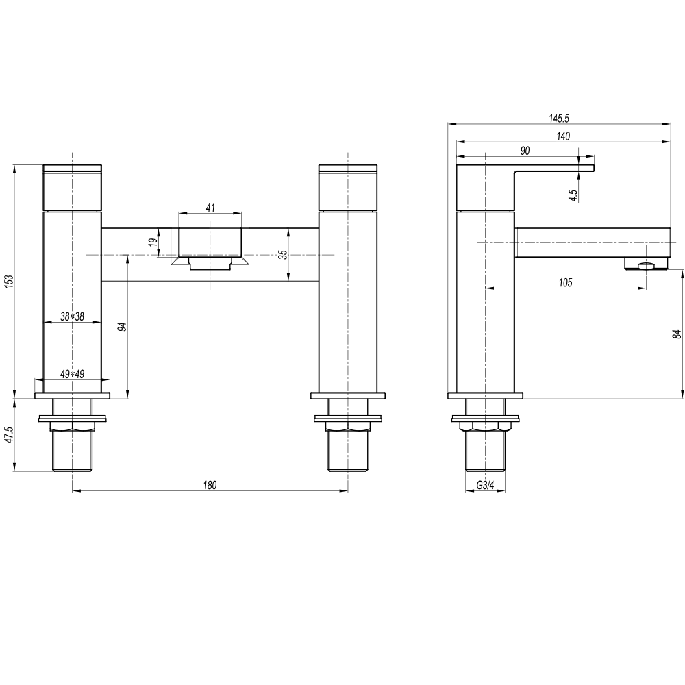 Crosswater Verge Deck Mounted Bath Filler