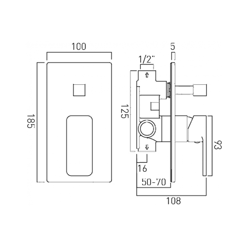 Vado Phase Manual Single Lever Concealed Shower Valve with Diverter