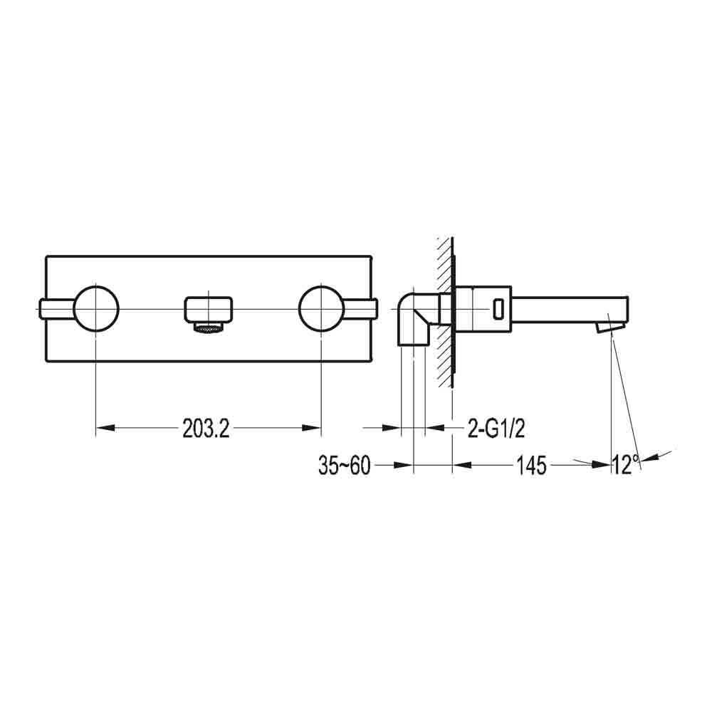 Flova STR8 Concealed Wall Mounted Double Lever Basin Mixer with Clicker Waste