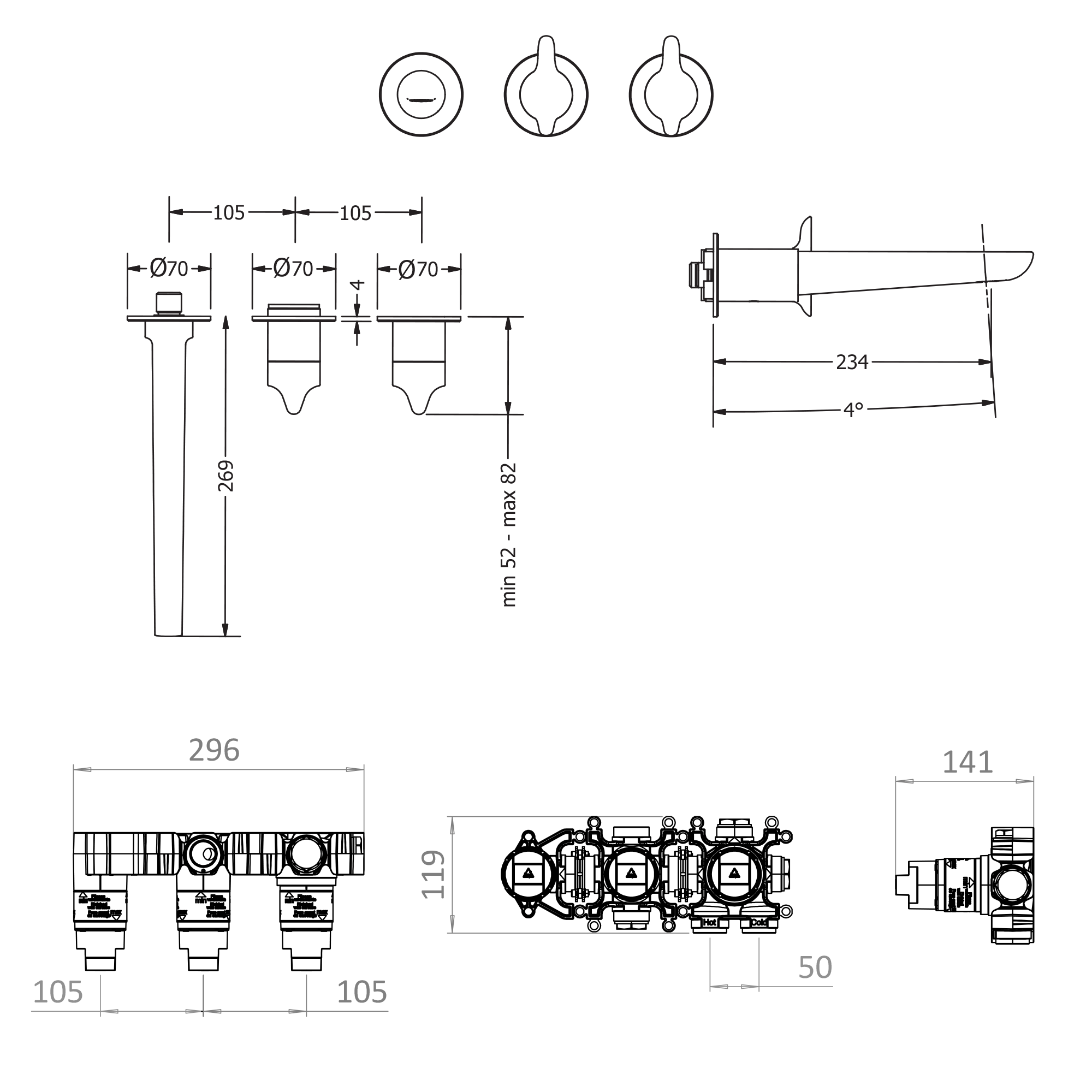 Crosswater Foile Module 2 Outlet Shower Valve & Bath Spout
