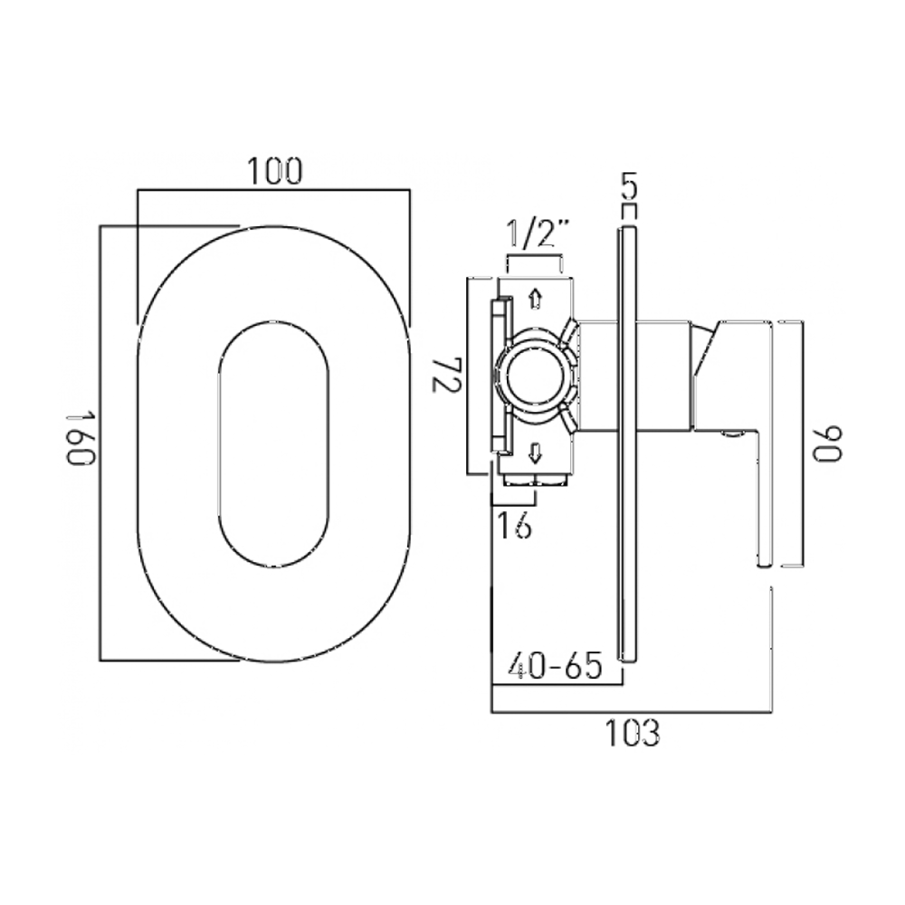 Vado Life Wall Mounted Concealed Manual Shower Valve