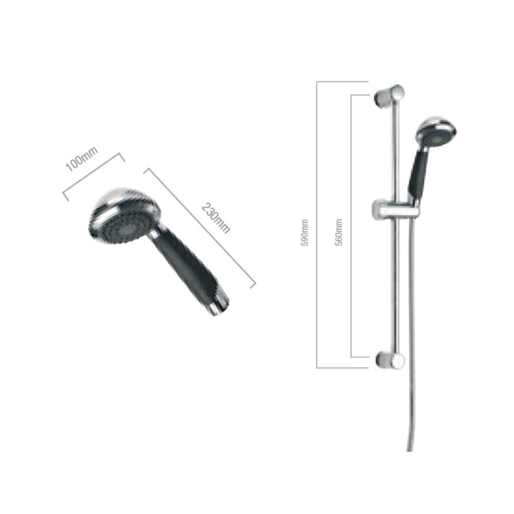 Pura Modern Slide Rail with Triple Function Handset & Hose