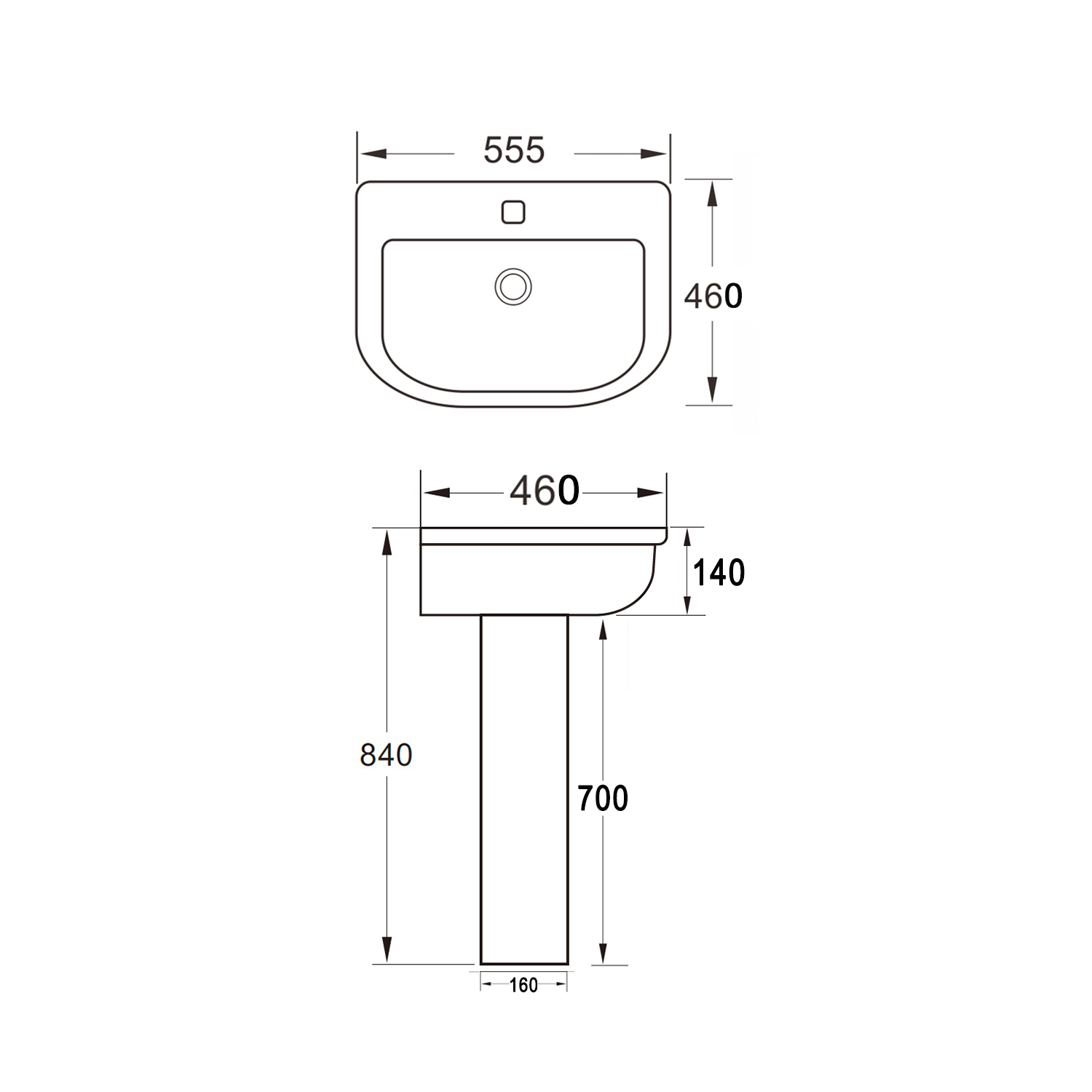 Harbour Clarity 555mm Basin & Full Pedestal