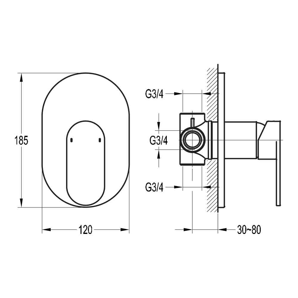 Flova Smart Single Outlet Concealed Manual Shower Mixer Valve