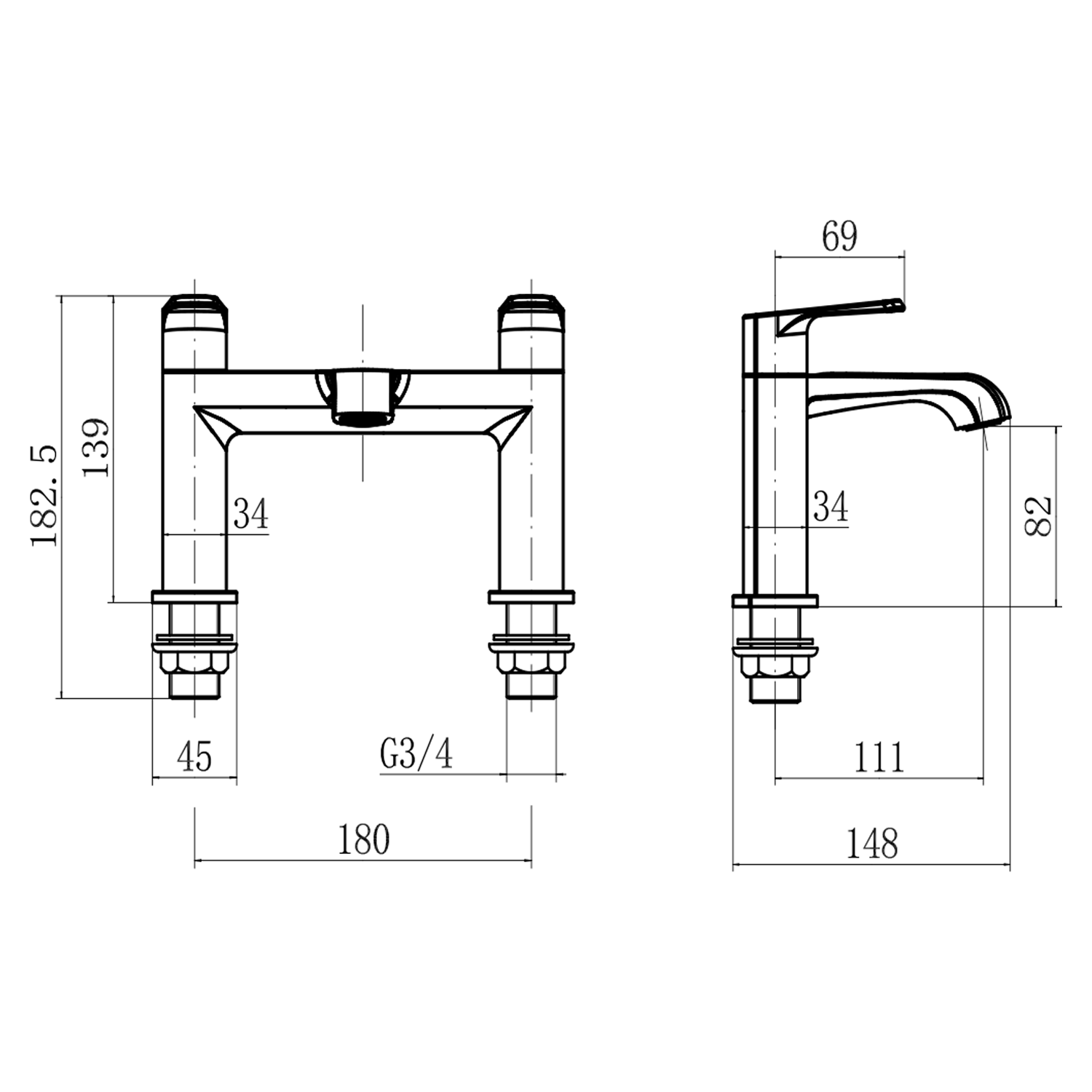 Harbour Essence Deck Mounted Bath Filler