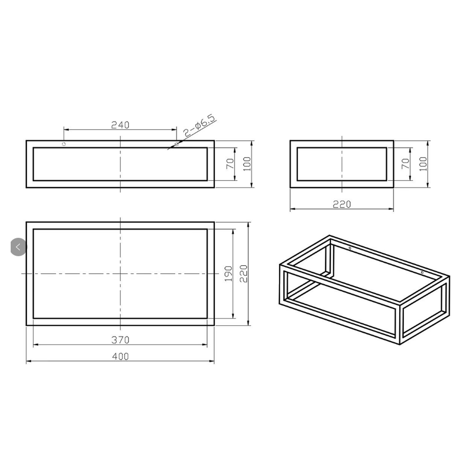 Harbour Matt Black Basin Frame for Harbour Concrete 400mm Wall Hung Basin