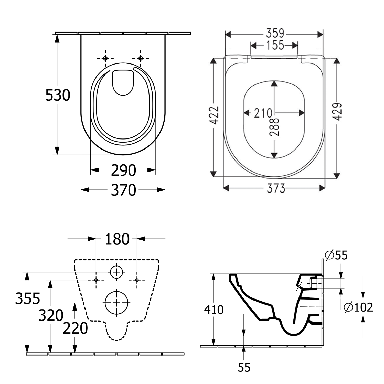 Villeroy & Boch Architectura TwistFlush Rimless Wall Mounted Toilet with Soft Close Toilet Seat 