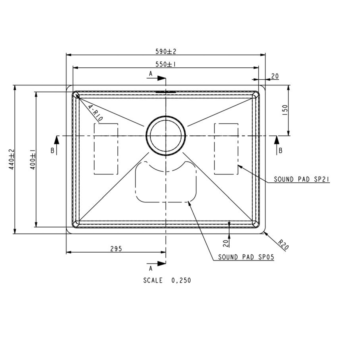 Vellamo Designer Large Single Bowl Inset/Undermount Stainless Steel Kitchen Sink & Waste Kit - 590 x 440mm