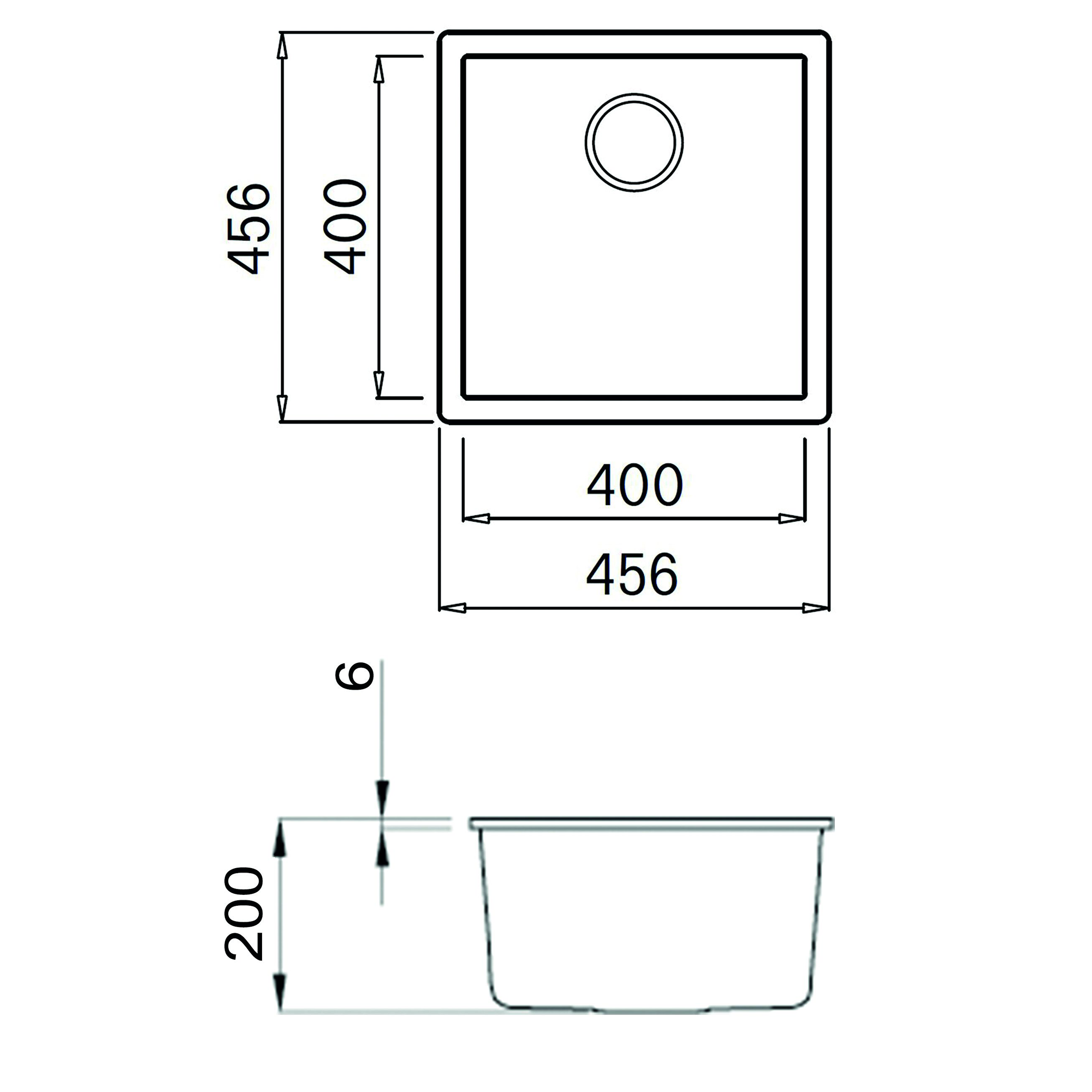 Reginox Multa 40 Single Bowl Granite Composite Inset / Undermount Kitchen Sink & Waste - 456 x 456mm