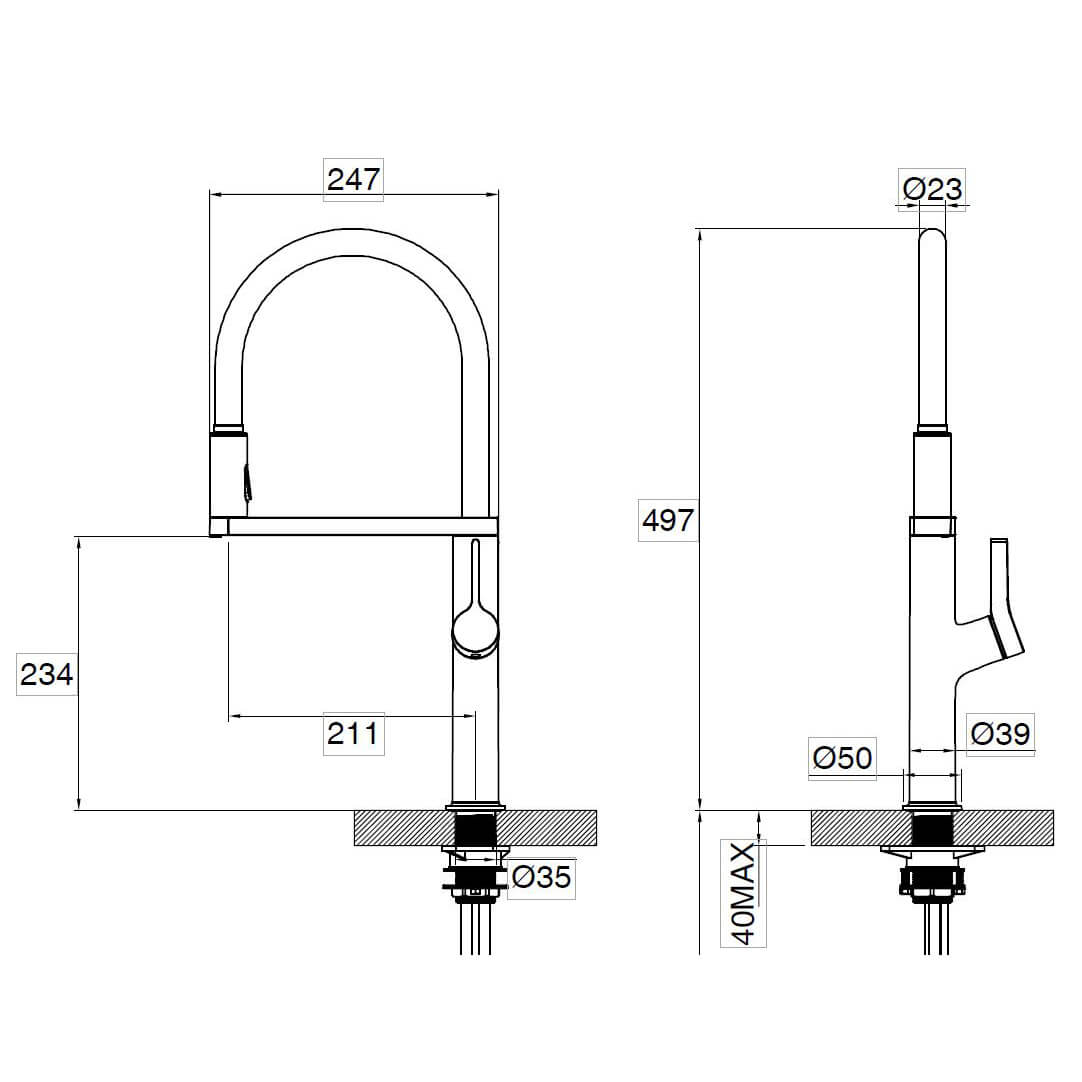 Clearwater Galex Motion WRAS Approved Touchless Single Lever Mono Pull Out Spray Kitchen Mixer