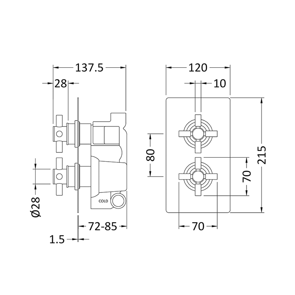 Hudson Reed Kristal 1 Outlet Concealed Thermostatic Shower Valve