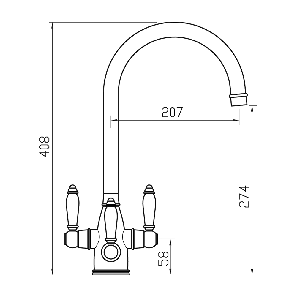 Clearwater Krypton Triple Lever Mono Kitchen Mixer and Cold Filtered Water Tap