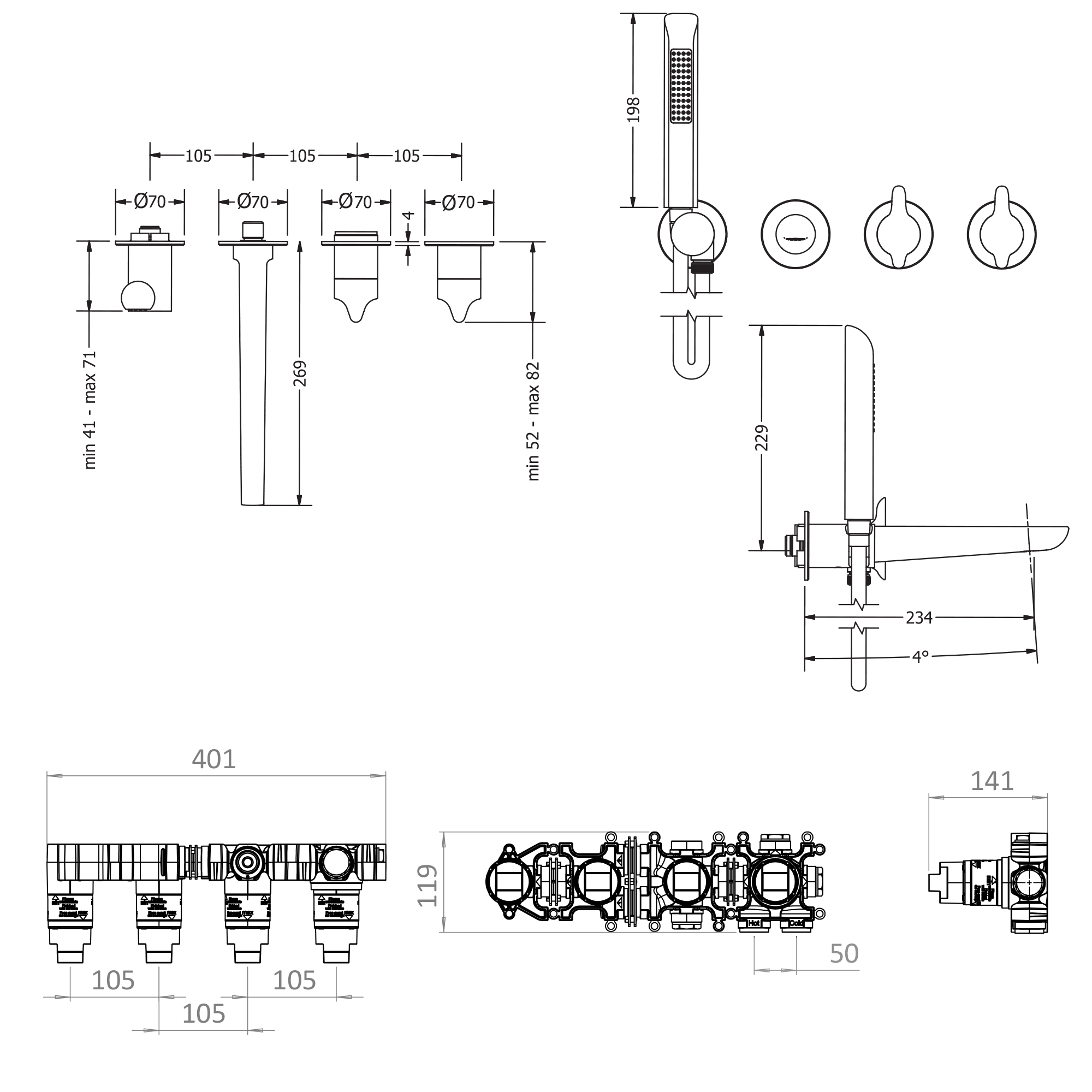 Crosswater Foile Module 2 Outlet Shower Valve, Bath Spout & Handset