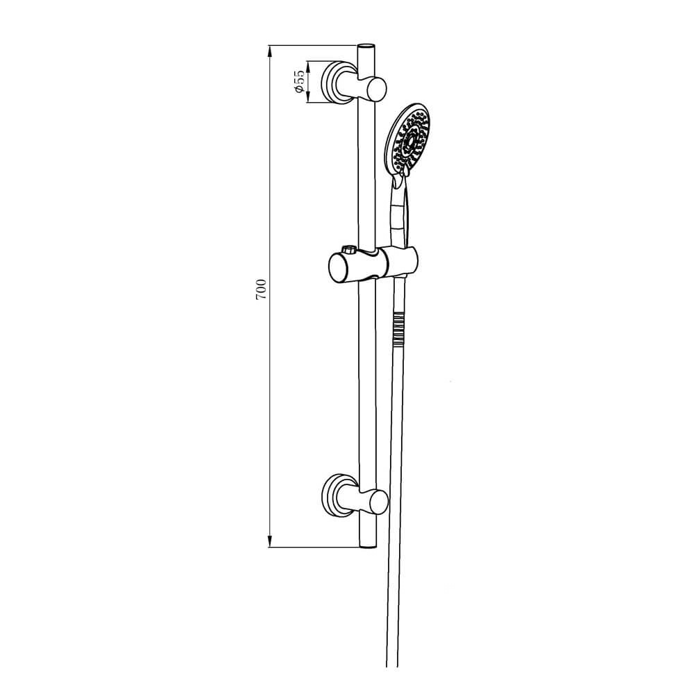 Drench Noir Matt Black Shower Retro Fit Riser Rail