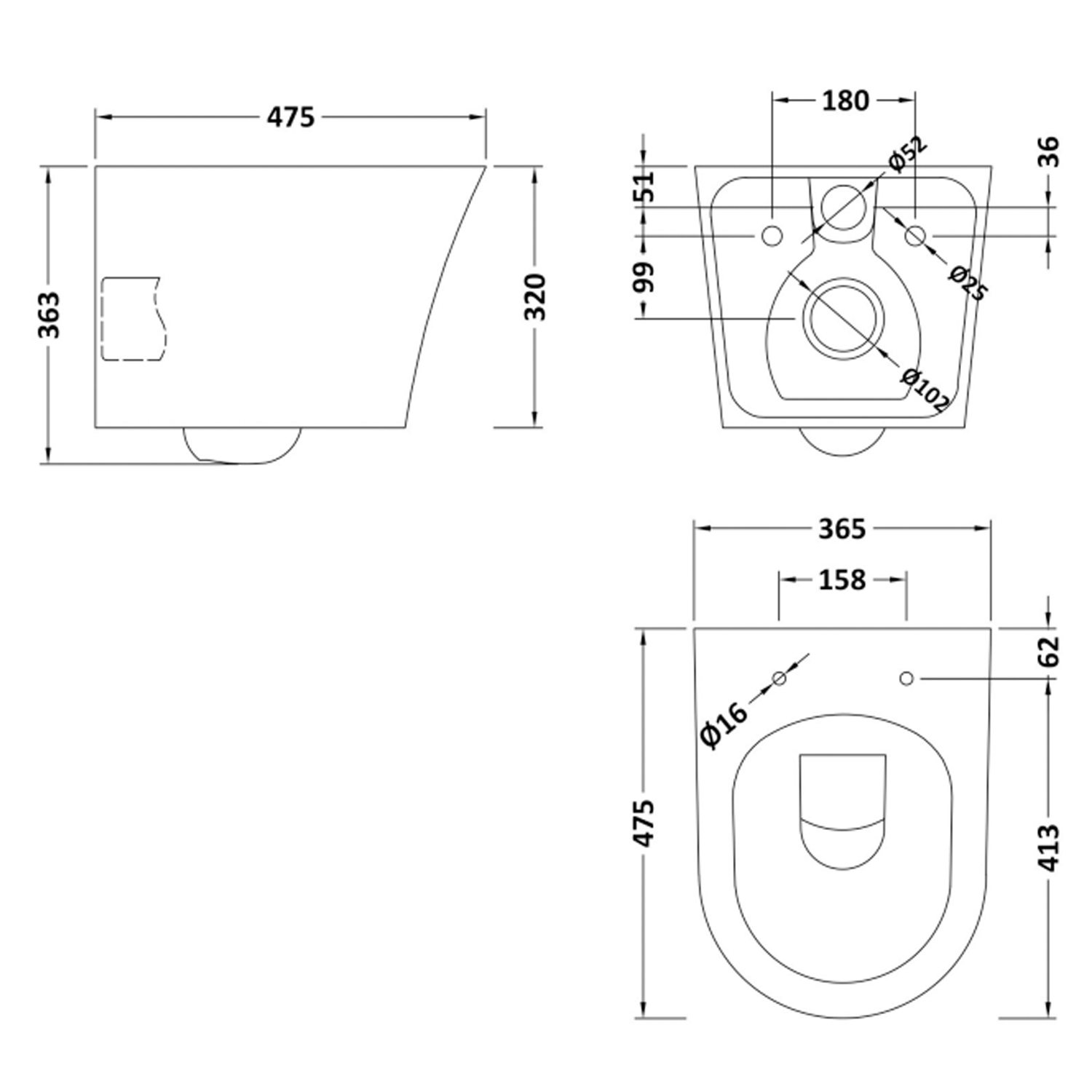 Harbour Acclaim Rimless Short Projection Wall Hung Toilet & Soft Close Seat