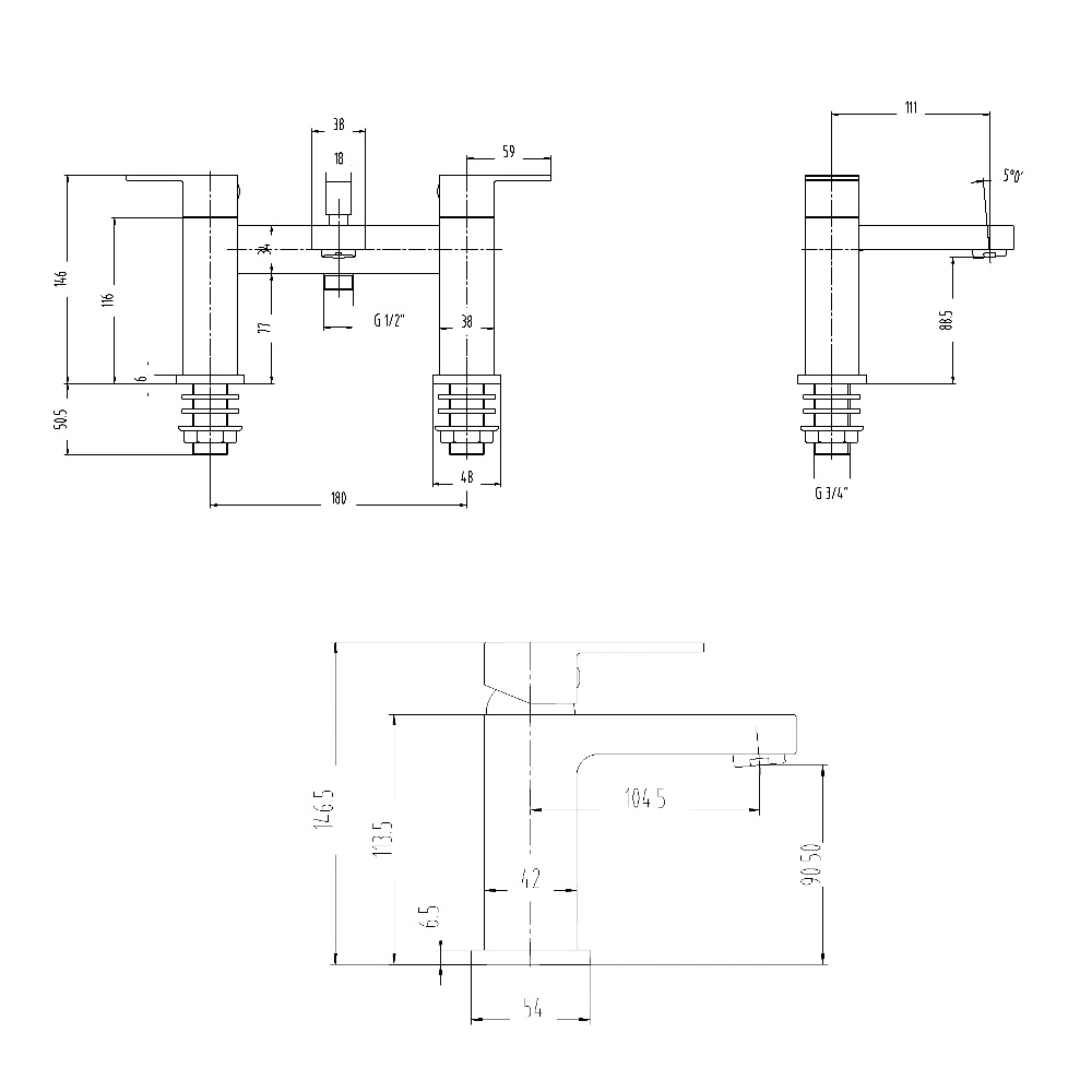 Vellamo Aspire Basin Mixer & Bath Shower Mixer Pack