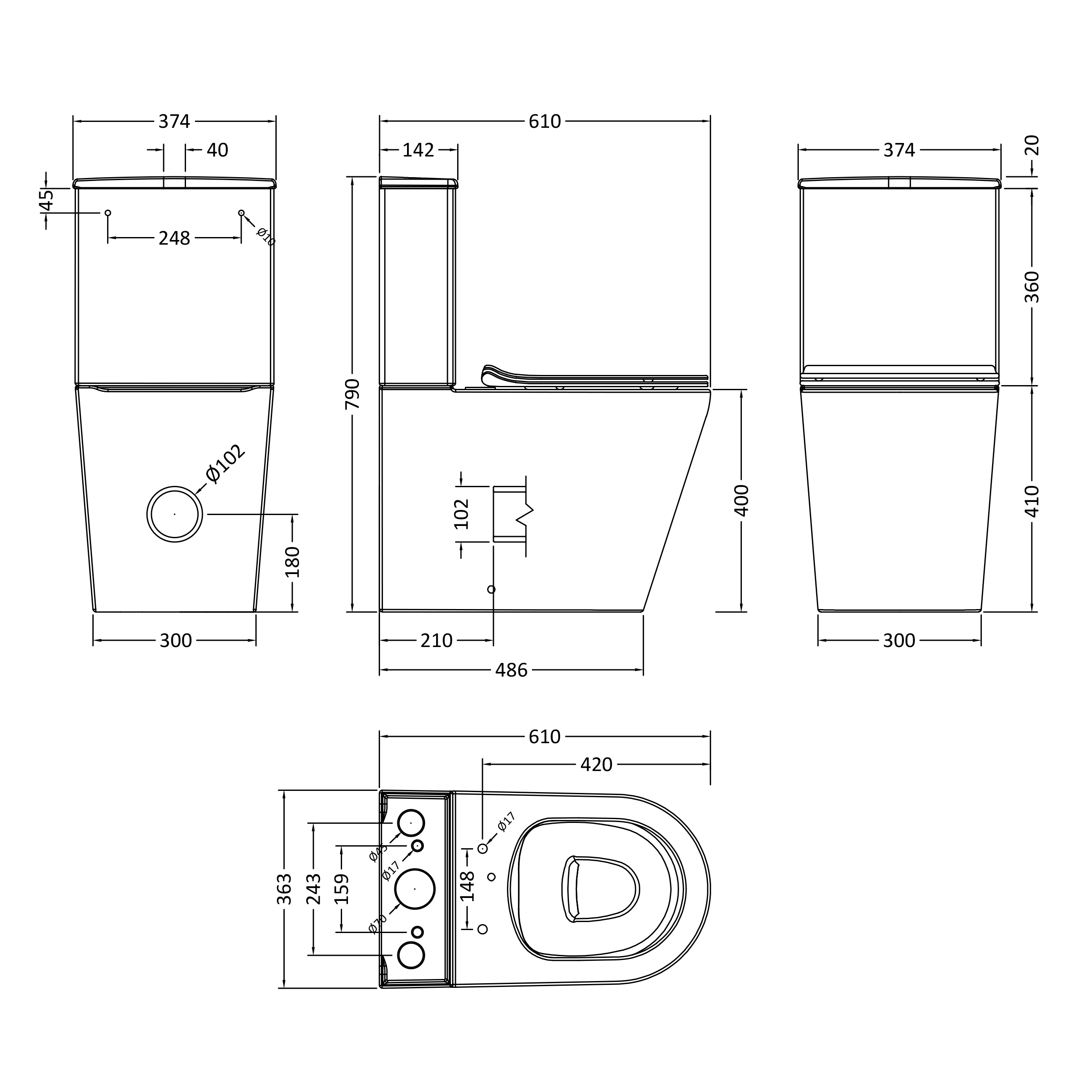 Harbour Acclaim Rimless Back to Wall Close-Coupled Toilet & Soft Close Seat