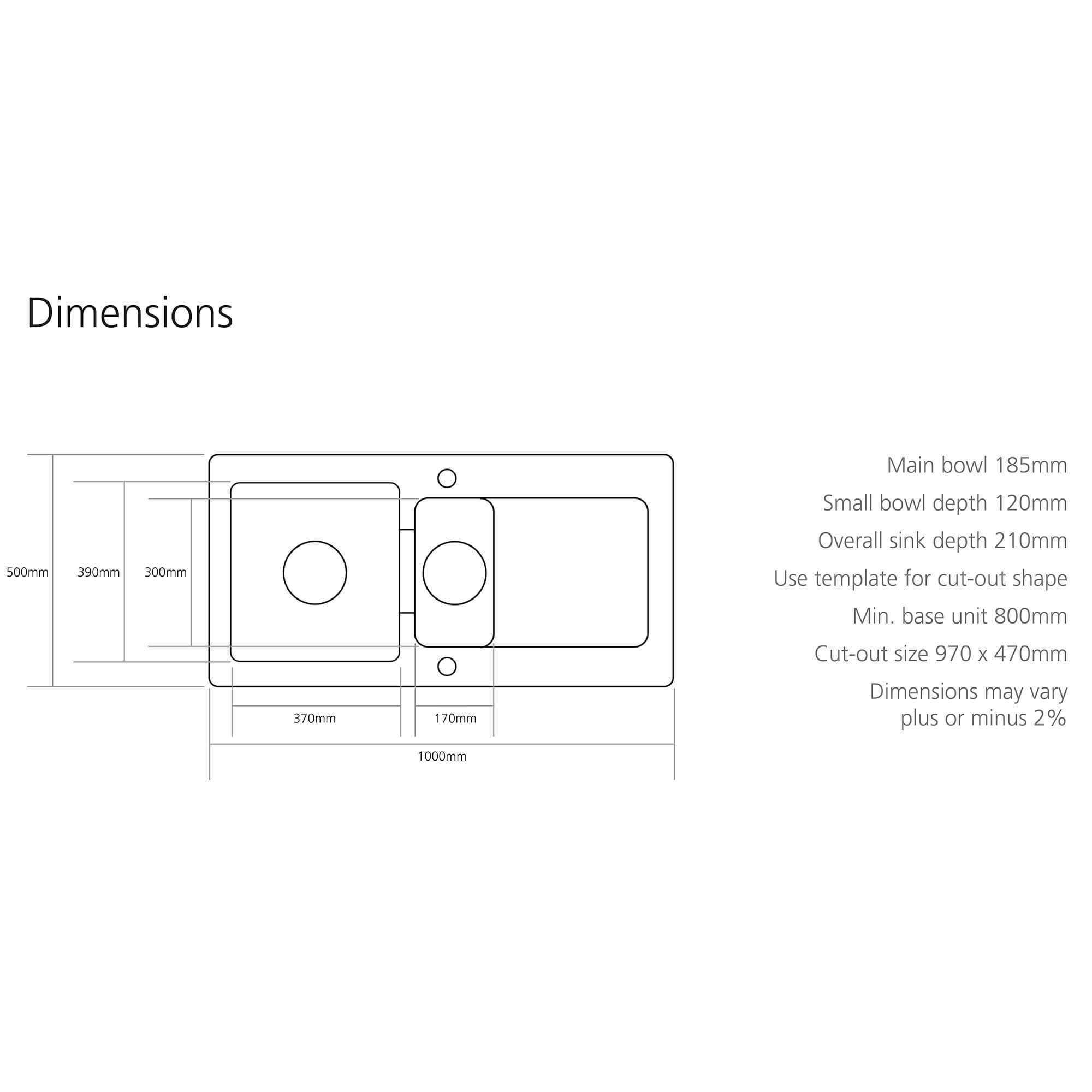 Caple Foxboro 1.5 Bowl White Ceramic Kitchen Sink with Reversible Drainer - 1000 x 500mm