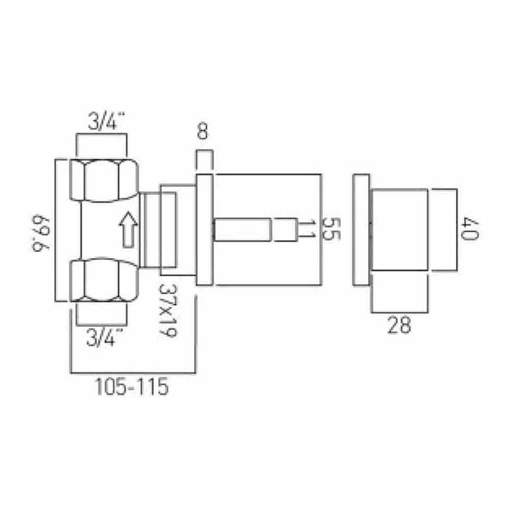 Vado Geo Wall Mounted Concealed Stop Valve