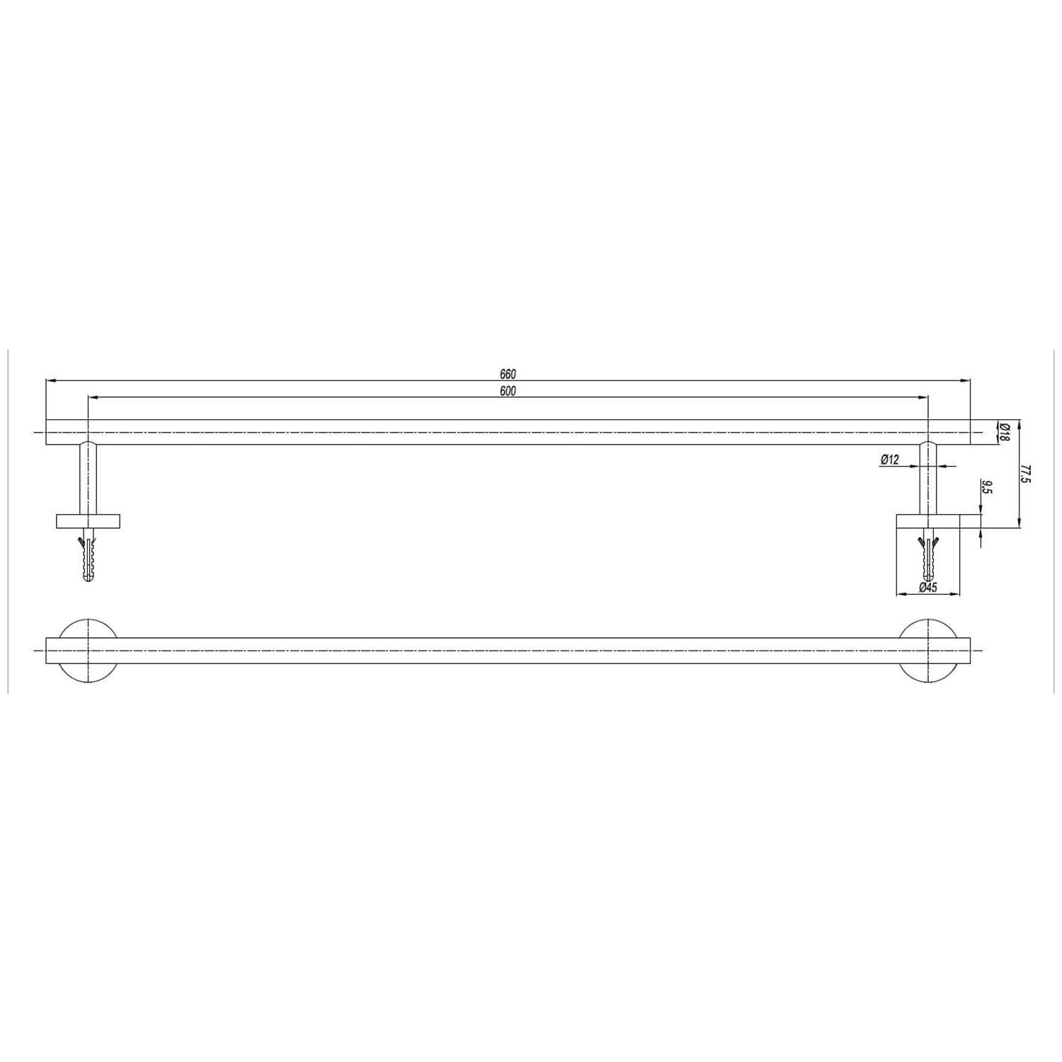 Crosswater 3ONE6 Stainless Steel 660mm Towel Rail